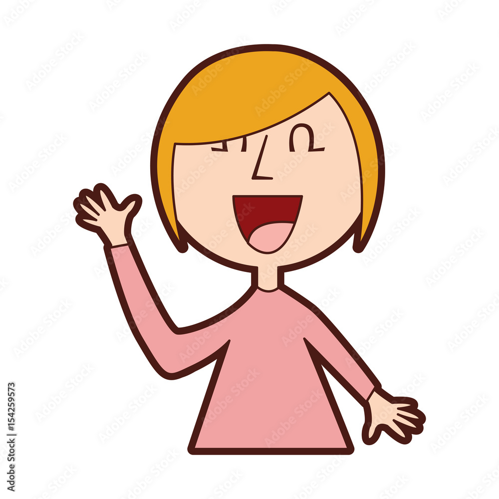young woman waving avatar character vector illustration design