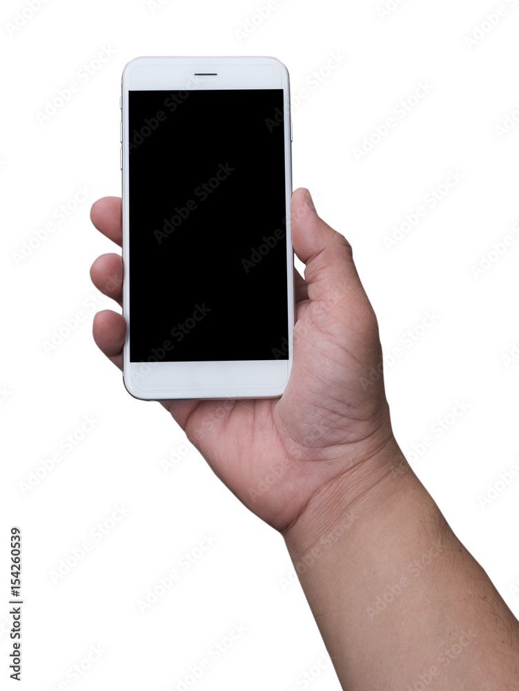 hand holding smartphone with blank on screen for concept mockup hand holding smartphone with blank on screen for concept mockup