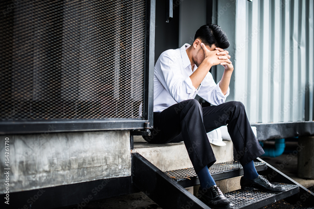 Fototapeta premium The engineer or architect depressed having problems