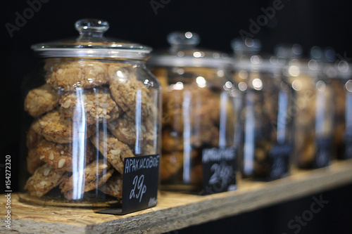 Canvas Print The cookies in glass jar