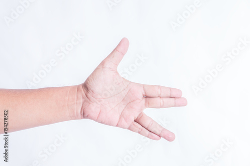 man hand on white background