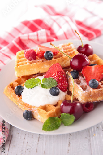 waffle with berry fruit
