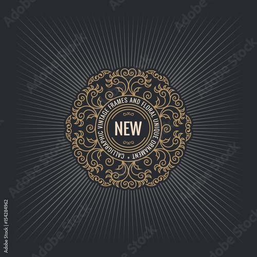 Calligraphic Elegant Ornament Frame Lines. Restaurant menu. Luxury Horizontal vintage ornate greeting card
