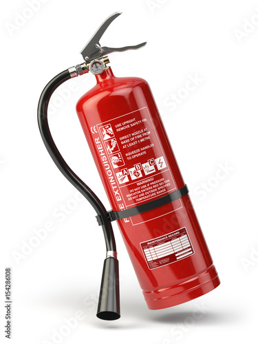 Fire extinguisher isolated on white background. photo