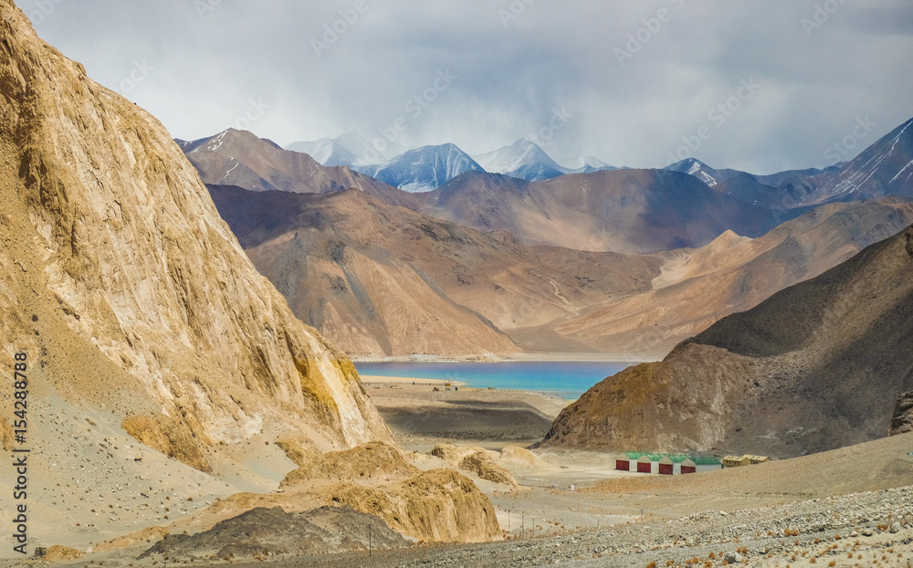 Pangong lake, it  is the largest salted lake in the world in late winter, Leh, Jammu and Kashmir, India
