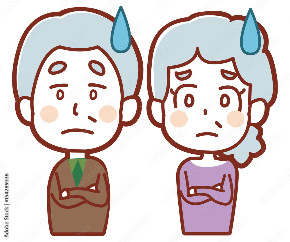 悩みを抱えるシニアのイラスト Stock Vector Adobe Stock