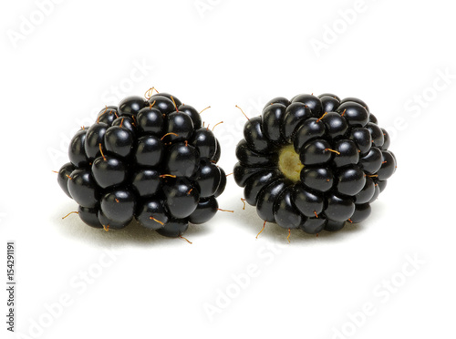  Ripe blackberries isolated on white background