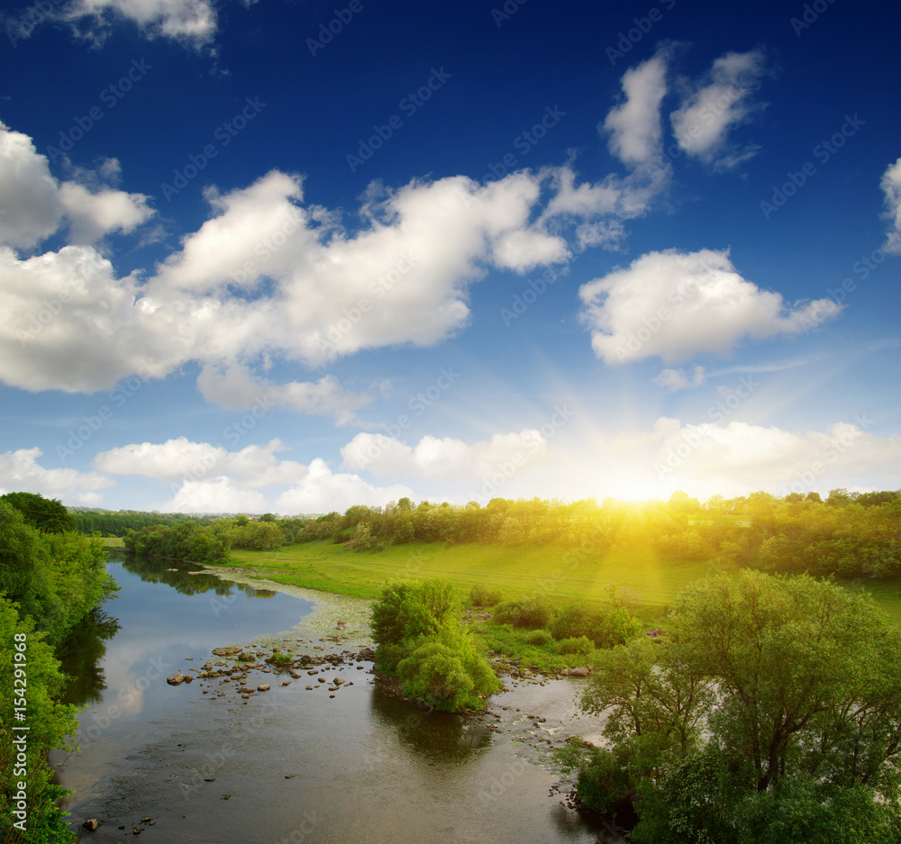 river on sun