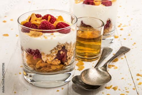 cranachan, a very scottish dessert made with corn flakes, raspberries, whisky and whipped cream