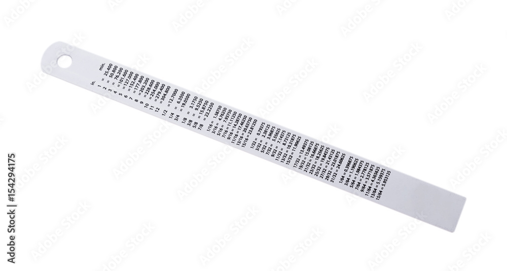Stainless steel Ruler on White background Stainless steel Ruler on White background
