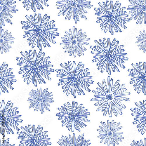 Colored hand drawn roses in vector. Seamless flowers pattern