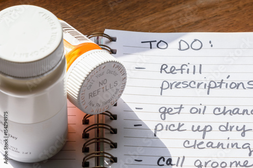 Handwritten to-do list for refilling prescriptions photo