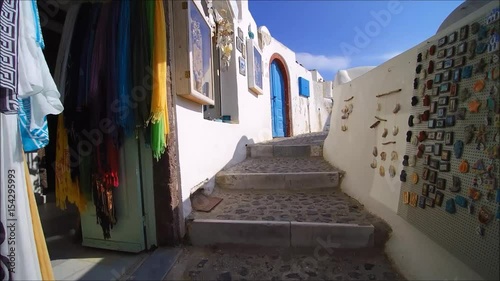 Walk through Oia on the Island of Santorini, Cyclades, Greece