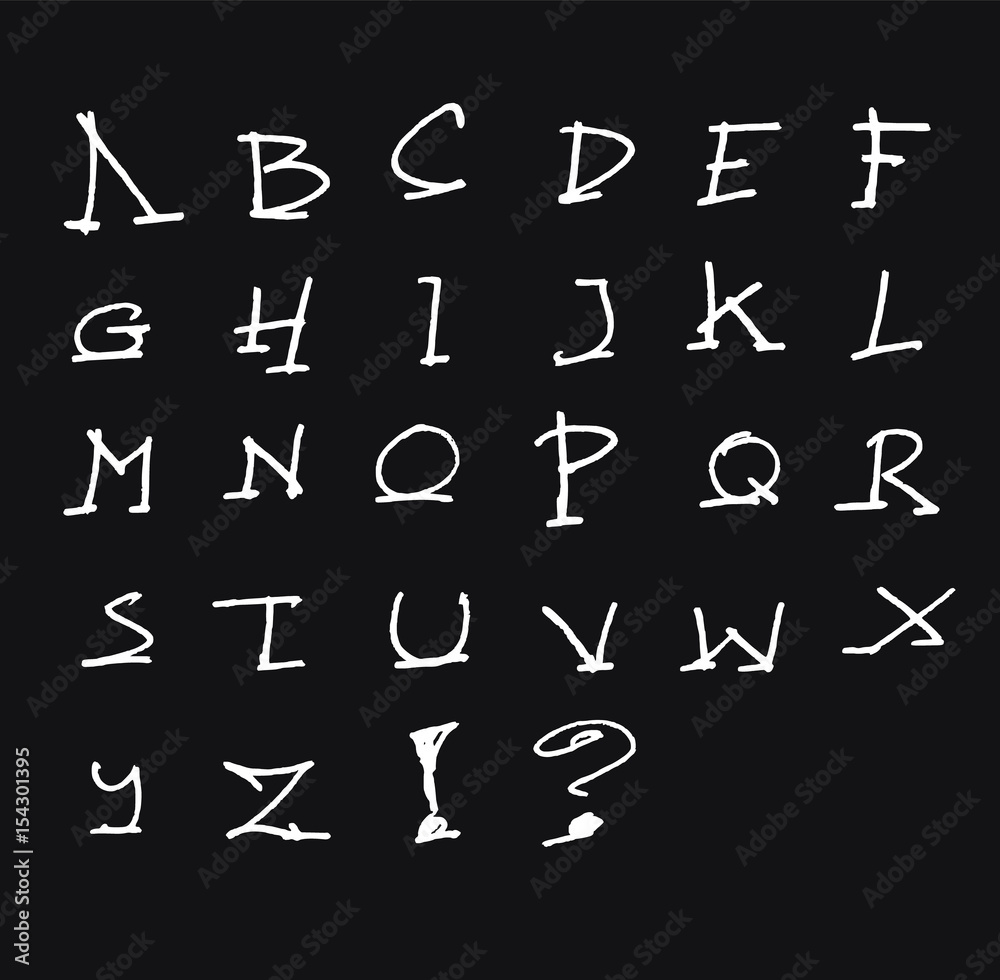 Hand drawn alphabet letters Vector on chalkboard eps10