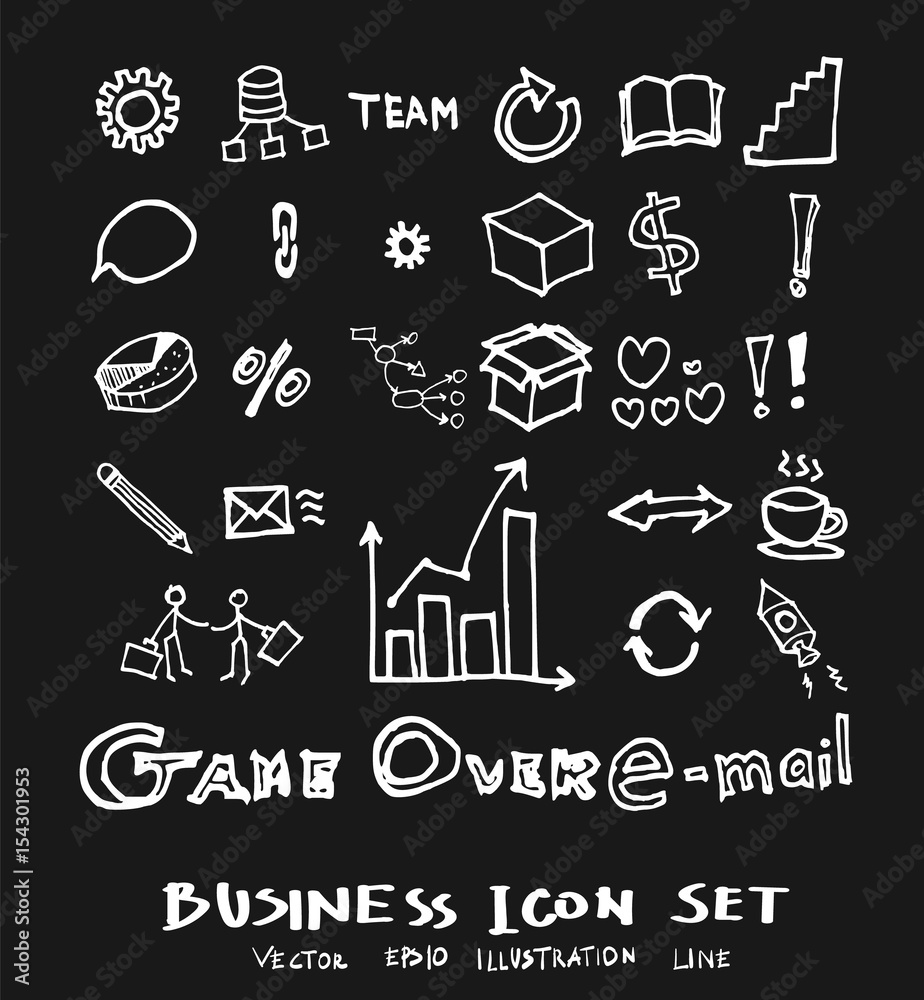 Business set sketch vector ink doodle on chalkboard eps10 Business set sketch vector ink doodle on chalkboard eps10