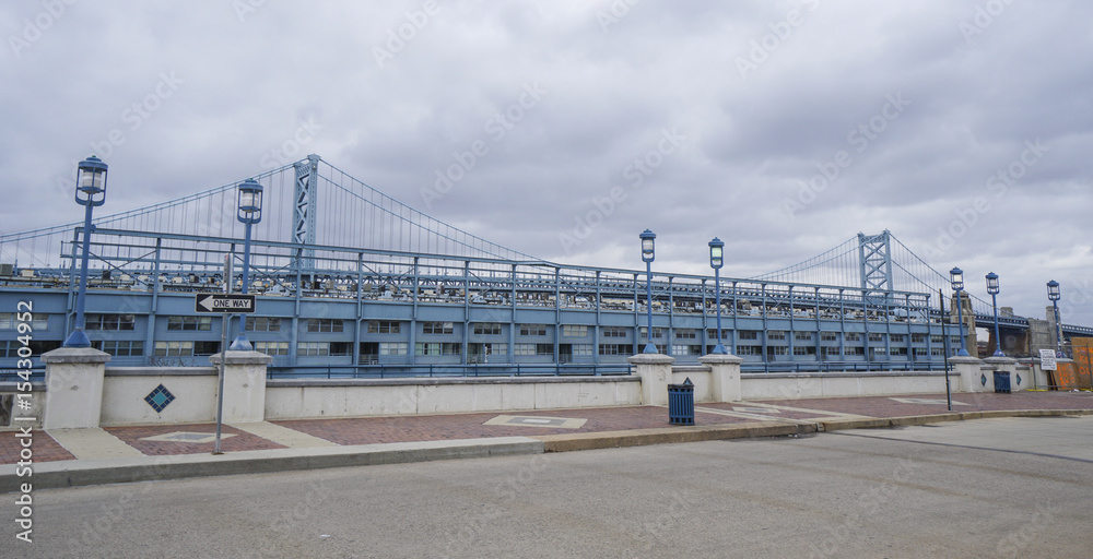 Benjamin Franklin Bridge in Philadelphia - PHILADELPHIA - PENNSYLVANIA - APRIL 6, 2017