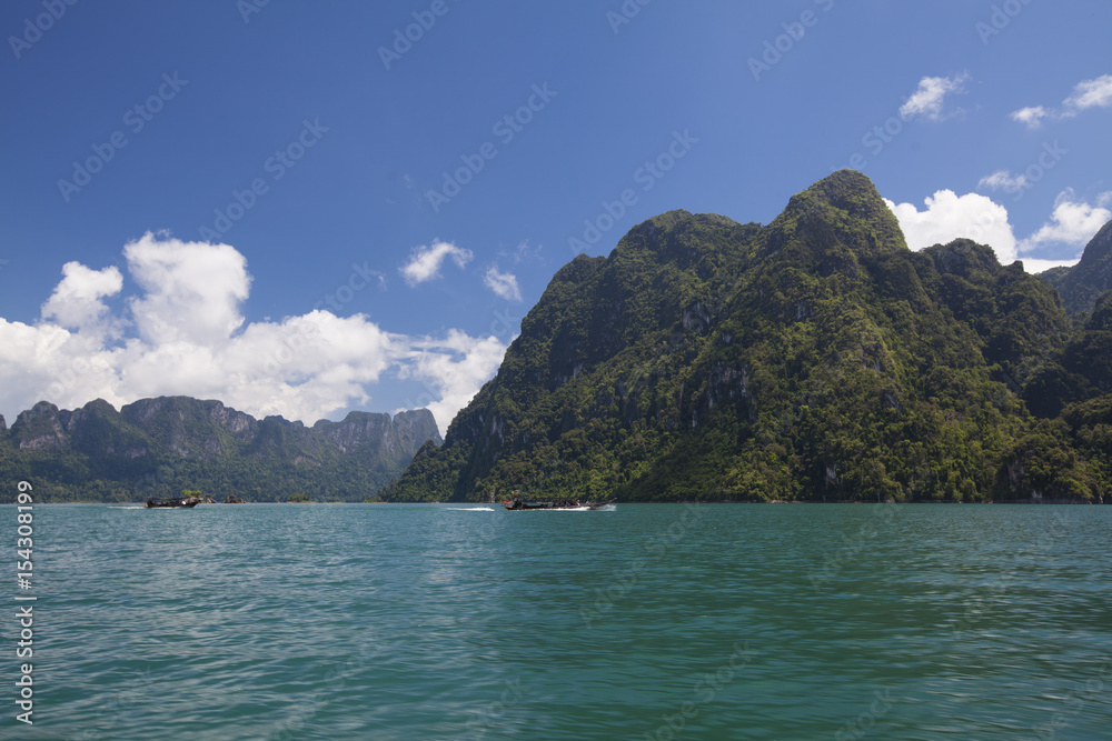 beautiful cliffs on the lake of Thailand