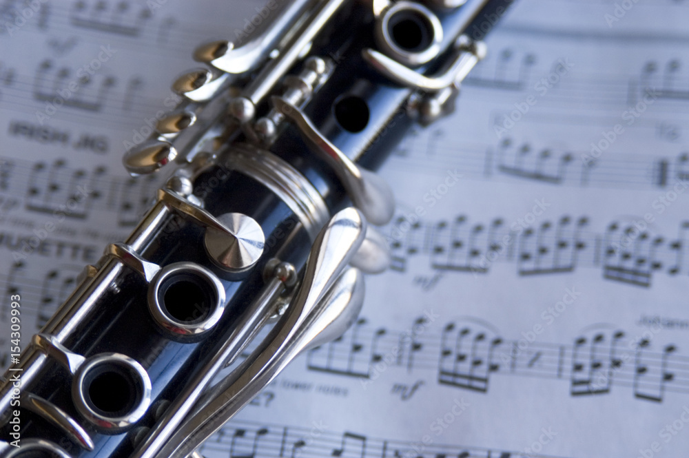Fototapeta premium Clarinet on Sheet Music