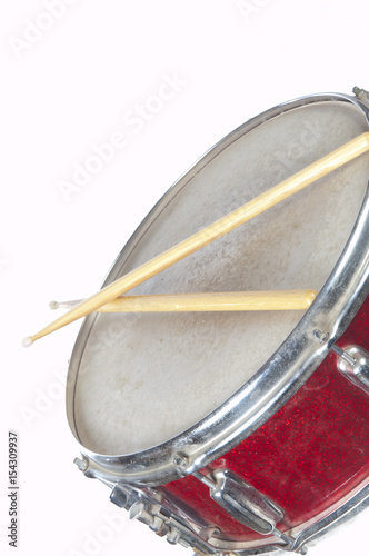 Obraz na płótnie Red Snare Drum and Sticks