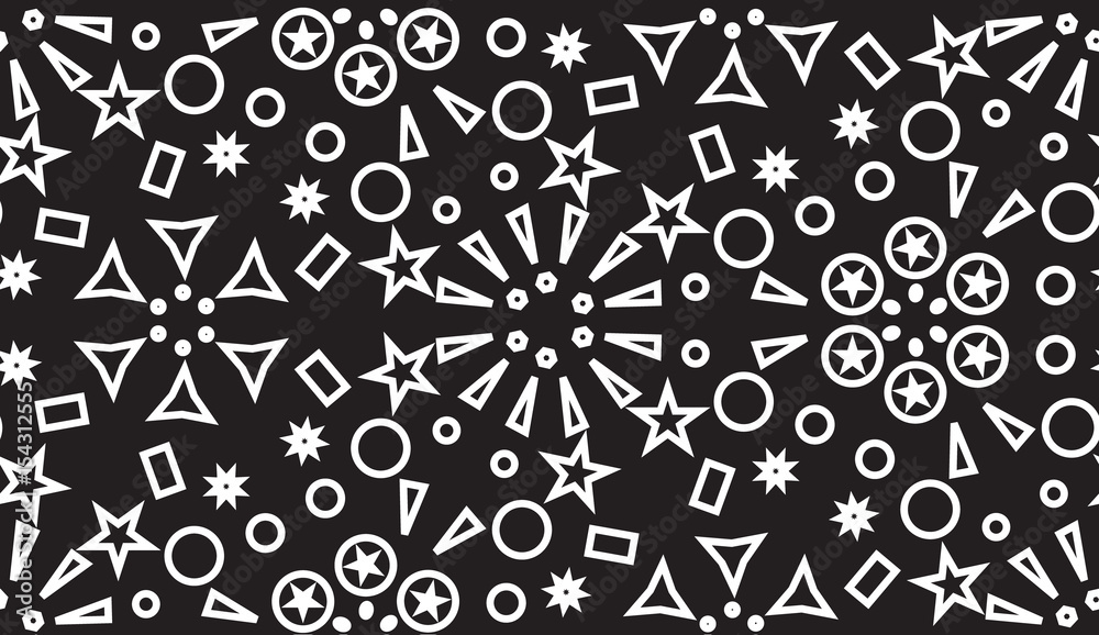 Seamless pattern of the white geometric forms on a black Seamless pattern of the white geometric forms on a black