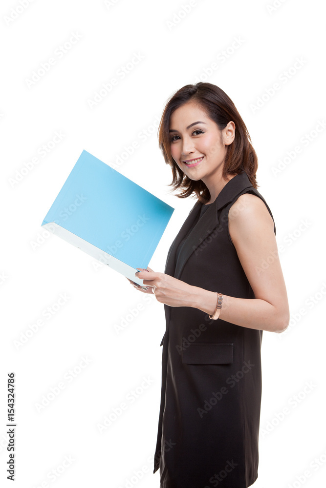 Young Asian woman with folder.