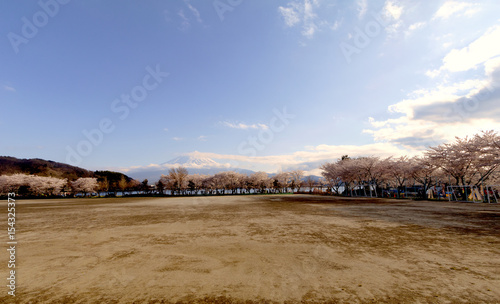 Mt fuji and Lake in cherry blossom sakura