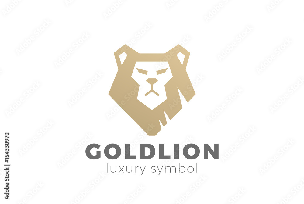Naklejka premium Lion head Logo vector. Financial Business icon Power symbol