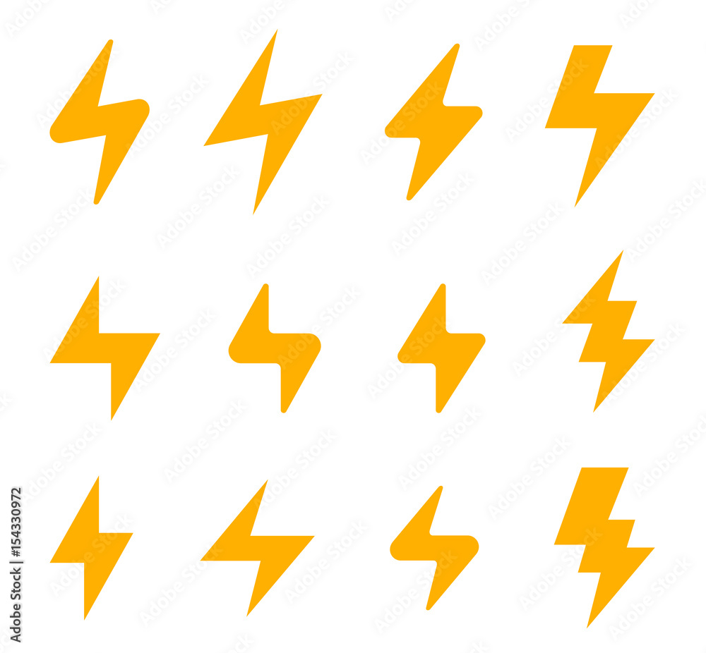 Flash thunderbolt vector icons. Energy Power Electricity Speed Flash thunderbolt vector icons. Energy Power Electricity Speed