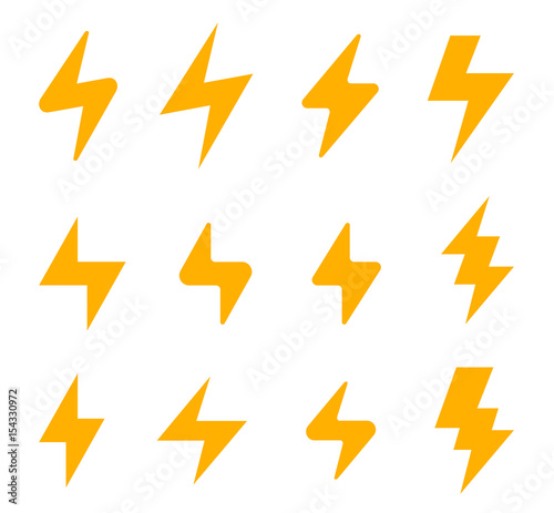 Flash thunderbolt vector icons. Energy Power Electricity Speed
