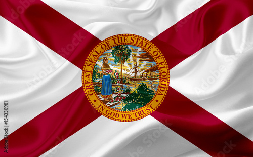 Flag of Florida, USA, with waving fabric texture