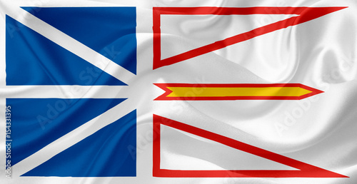 Flag of Newfoundland and Labrador, USA with waving fabric texture