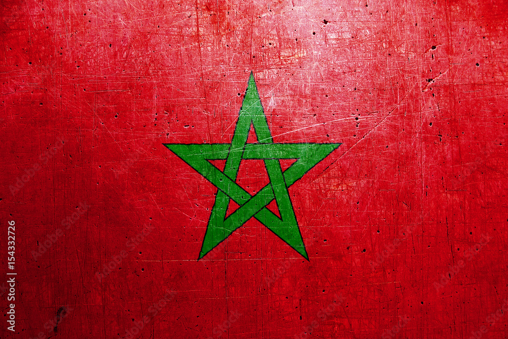 Naklejka premium Flag of Morocco, with an old, vintage metal texture
