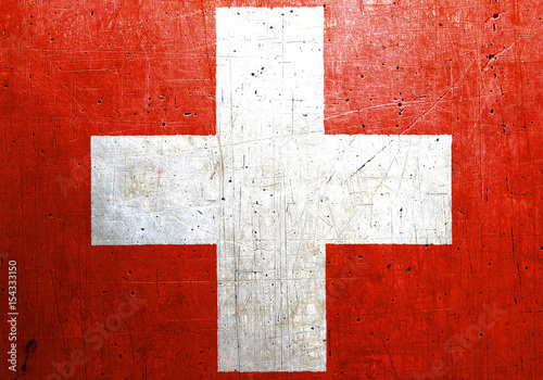 Flag of Switzerland, with an old metal texture