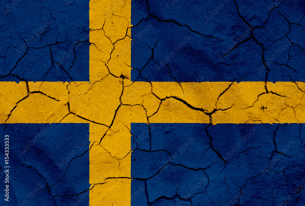 Flag of Sweden, with dried soil texture