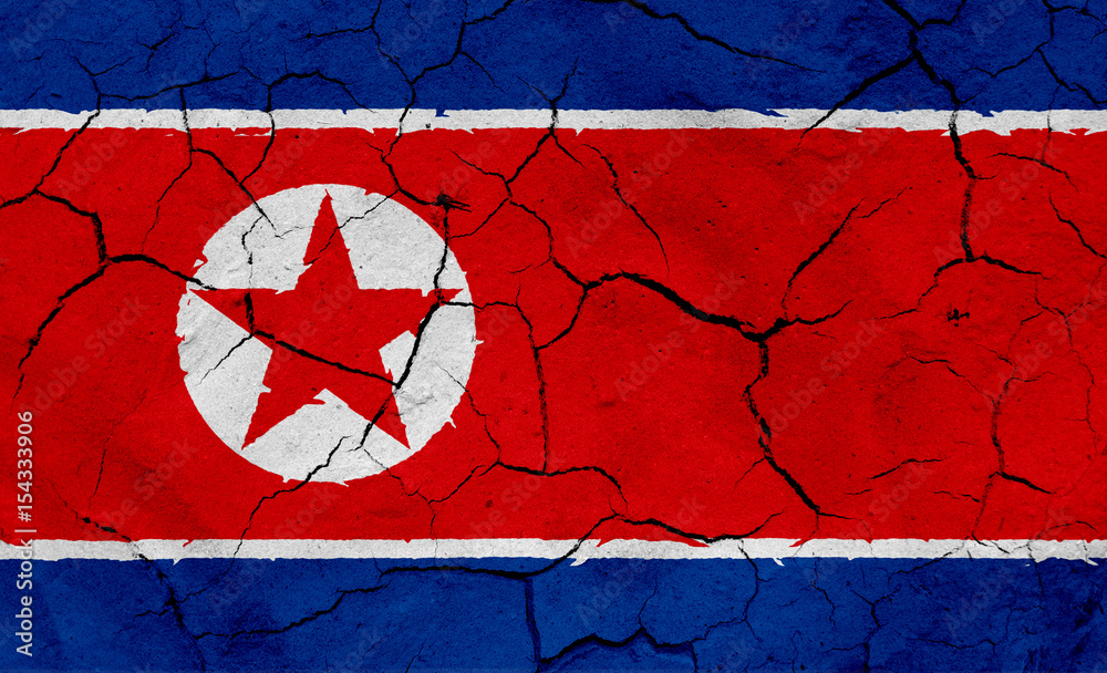 Flag of North Korea, with dried soil texture