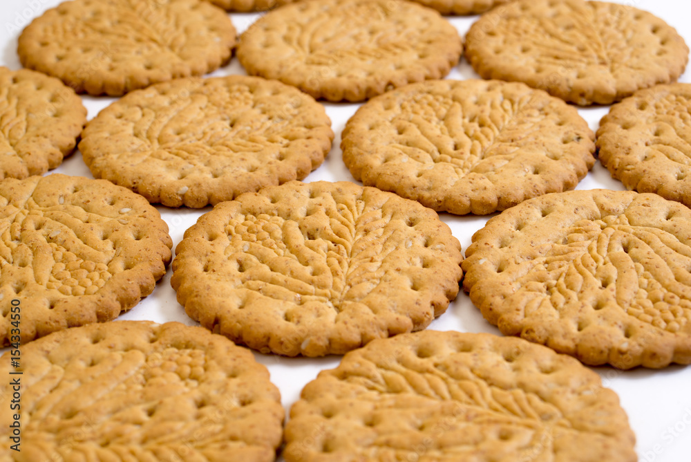 Digestive biscuits on white background