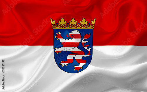 Flag of Hesse, Germany, with waving fabric texture
