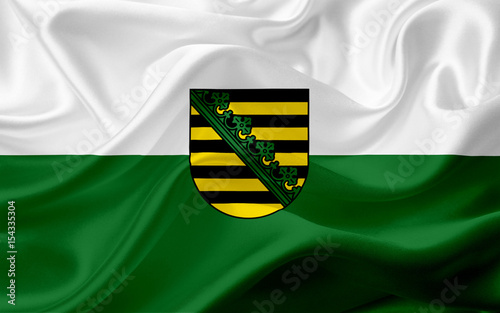 Flag of Saxony, Germany, with waving fabric texture