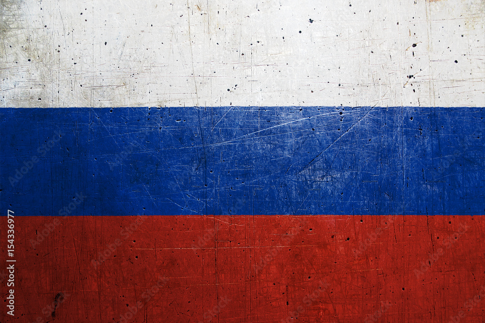 Flag of Russia, with an old metal texture