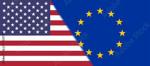 Flag of USA and European Union together