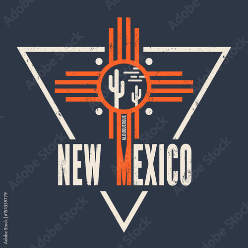New Mexico t-shirt design, print, typography, label.