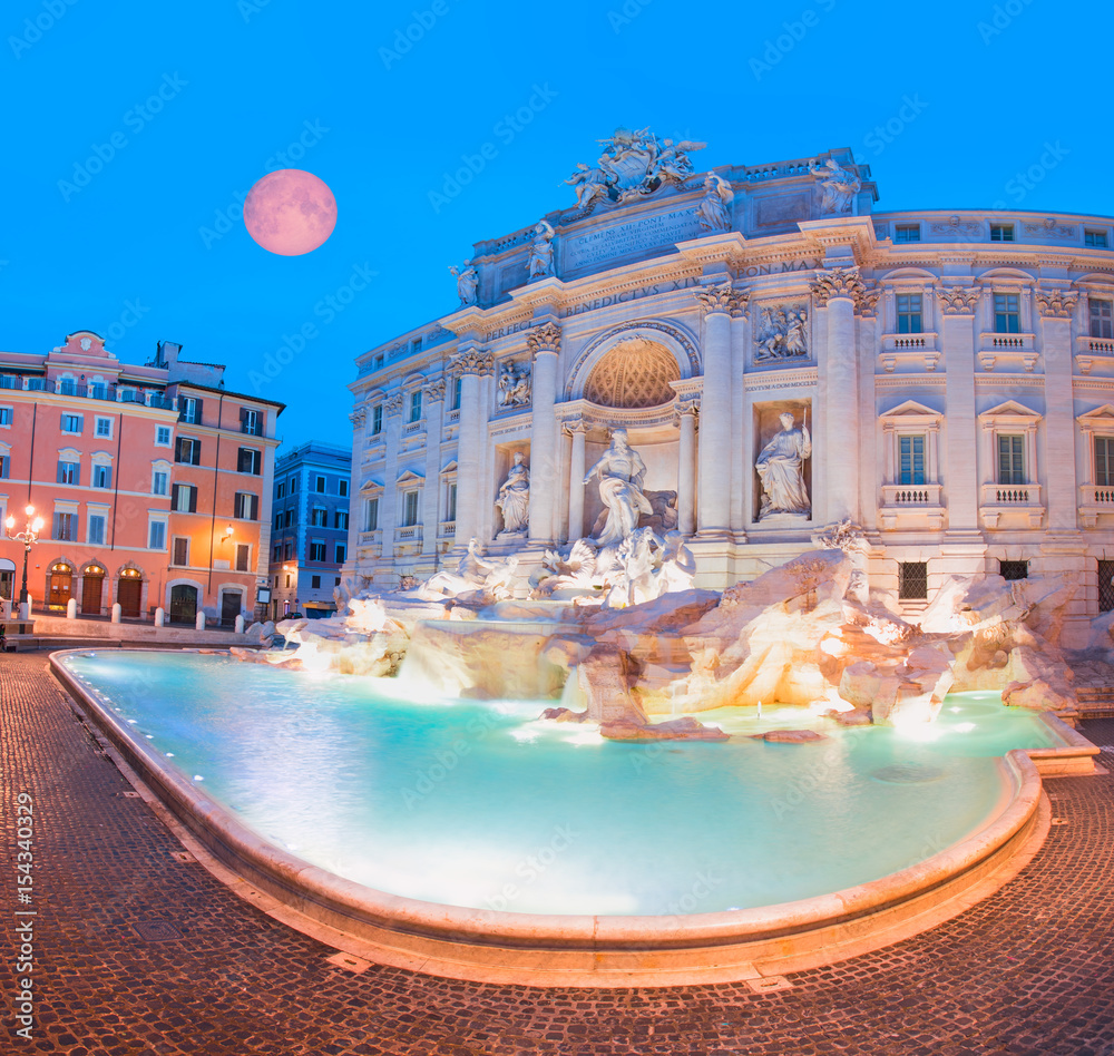 Naklejka premium Fontanna di Trevi (Fontana di Trevi) w Rzymie, Włochy. „Elementy tego obrazu dostarczone przez NASA”