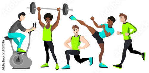 Fitness set with different men.