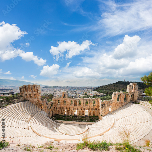 view of Herodes Atticus amphitheater of Acropolis, Athens, Greece