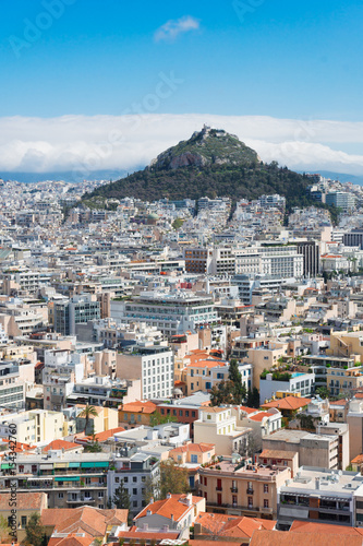 Summer cityscape of Athens with Lycabettus Hill, Greece