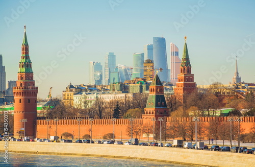 View of the Kremlin and the Kremlin embankment in winter Moscow © allegro60