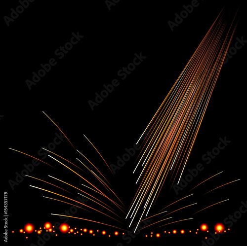 Fire sparking with Red hot Embers. Vector and Illustration, EPS 10.