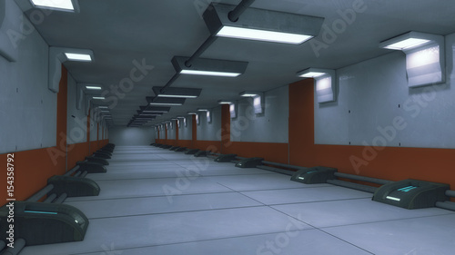 3d rendering. Futuristic background architecture corridor.