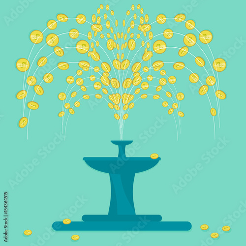 Coins fountain vector illustration