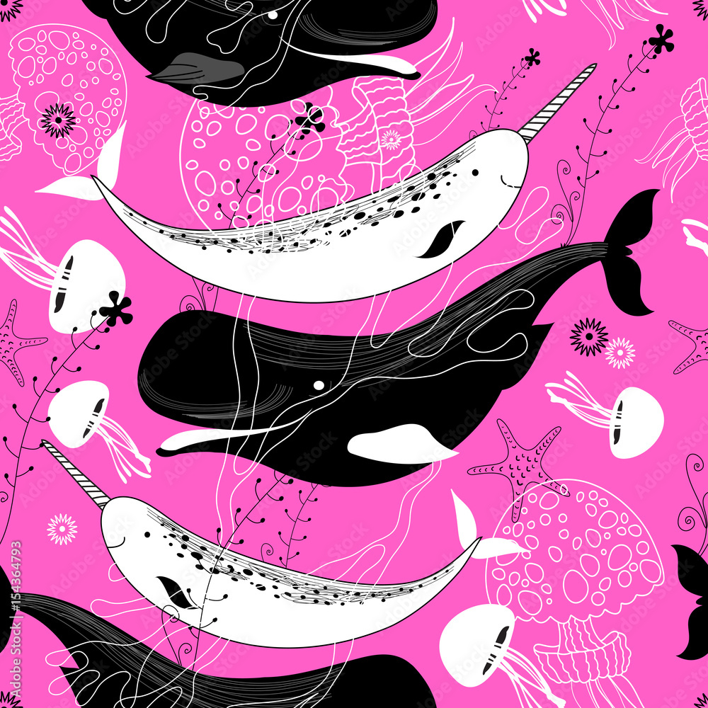 Obraz premium Vector graphics of a sea pattern